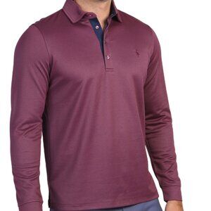 Tailorbyrd Long Sleeve Modal Polo - Burgundy - Men’s SMALL